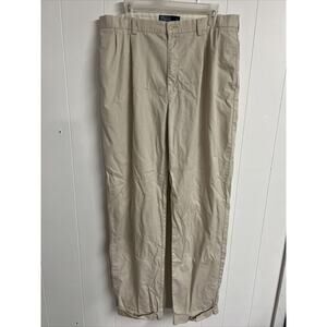 POLO Ralph Lauren Hammond Pants Mens Sz 36x34 Ivory Chino Pleated‎ Cuffed